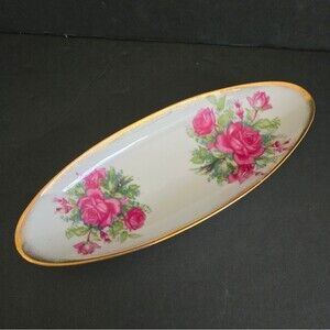 Vintage Floral Cottagecore Romantic Style Ceramic Tray By Tilso Japan